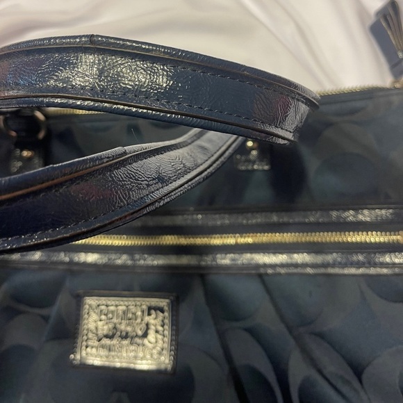 Coach Poppy Daisy Signature Canvas Dark Blue Large Tote Bag - Picture 12 of 15